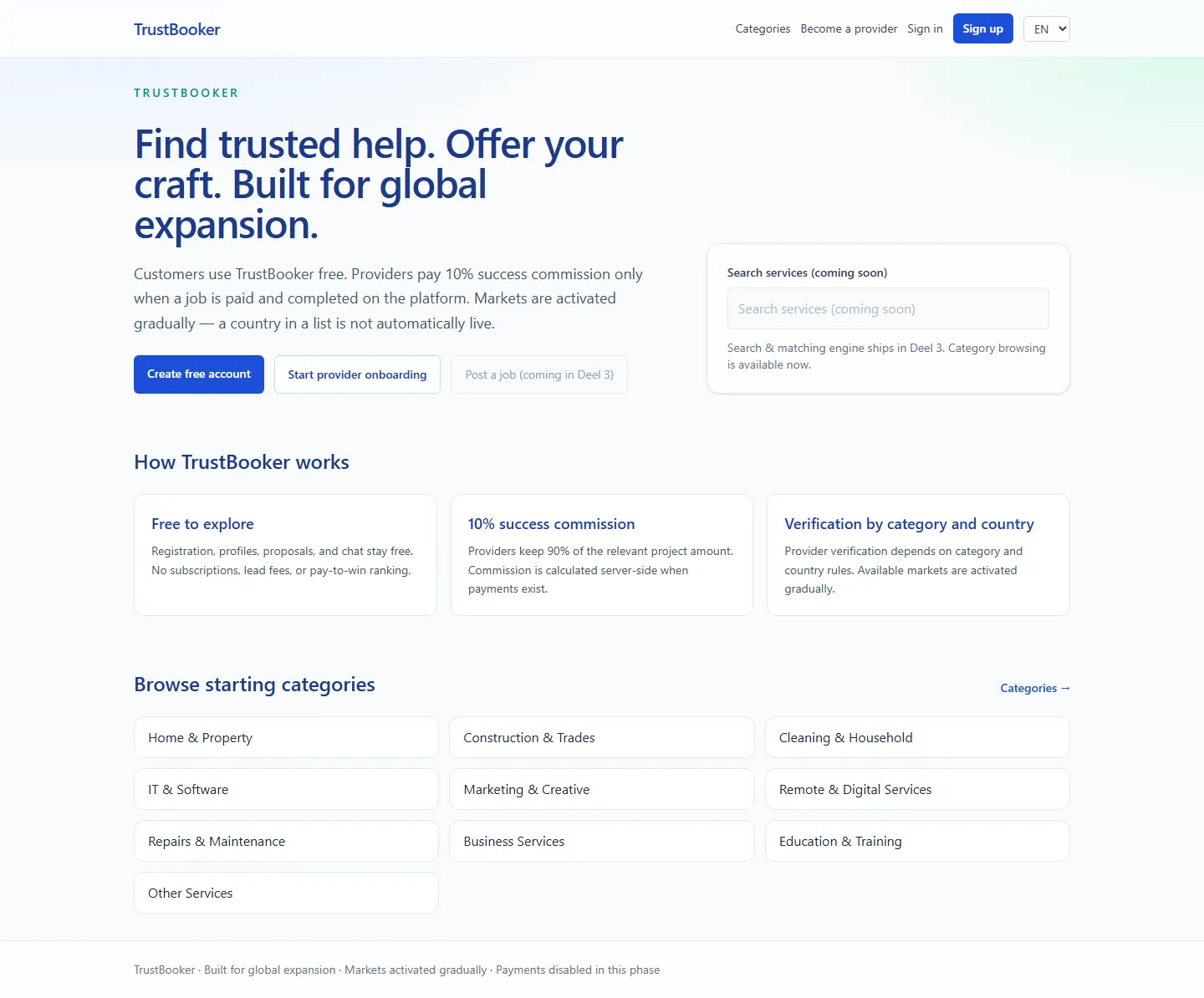TrustBooker platform preview — in development