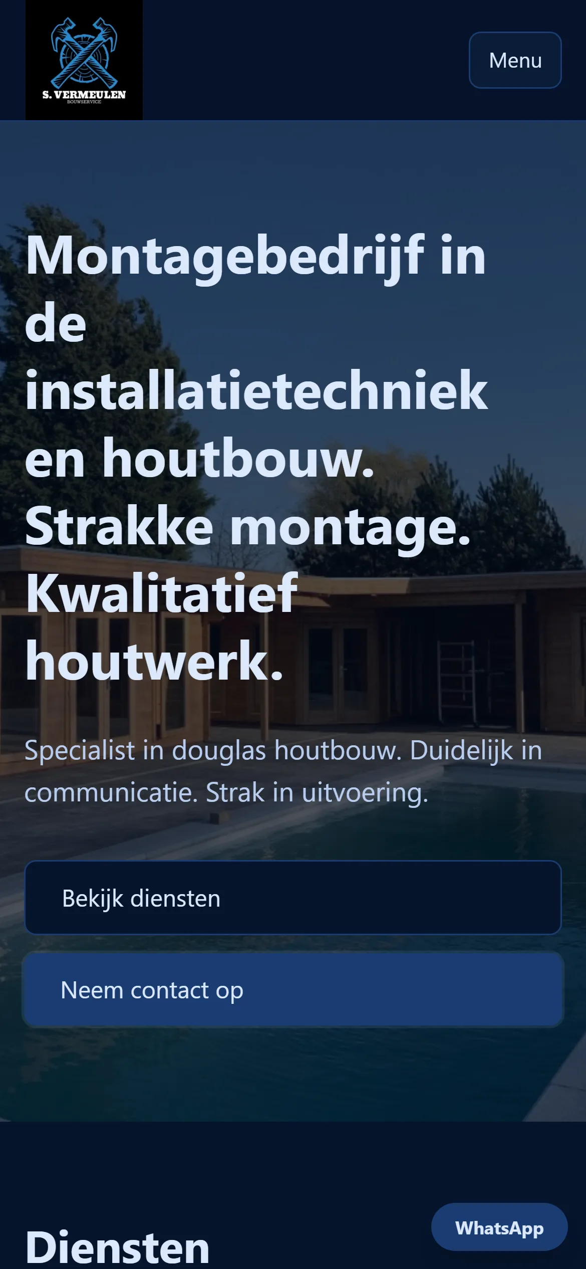 Mobiele homepage van S. Vermeulen Bouwservice